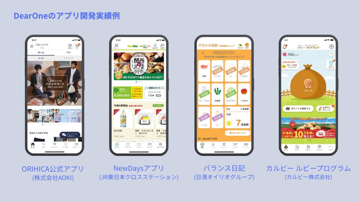 DearOneが手掛けたアプリ開発の事例