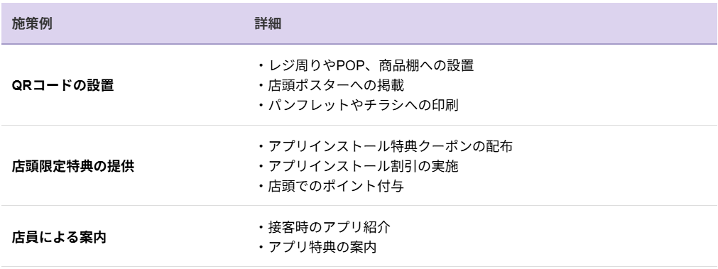 店頭でのアプリダウンロード促進施策の例
